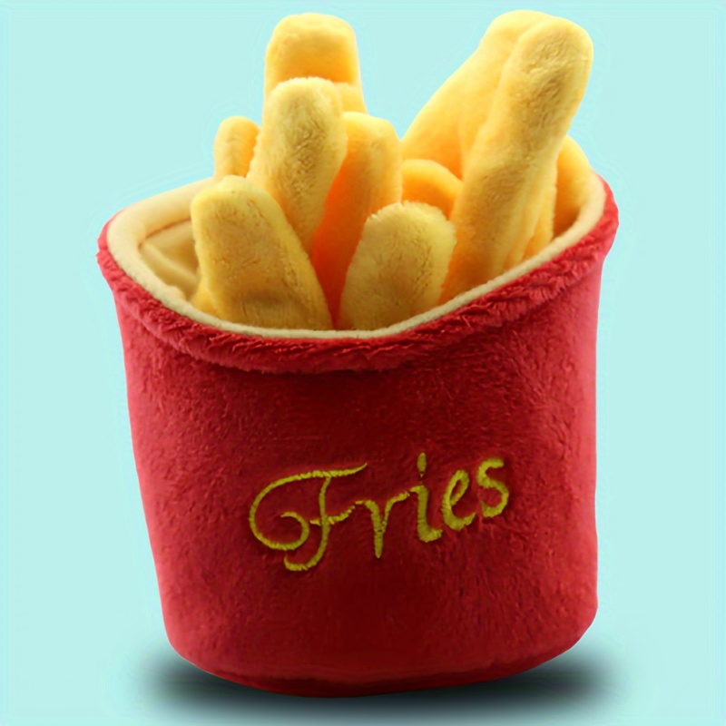 

1pc Mini Style French Fries Design Pet Playing Squeaky Plush Toy For Dog Interactive Supply