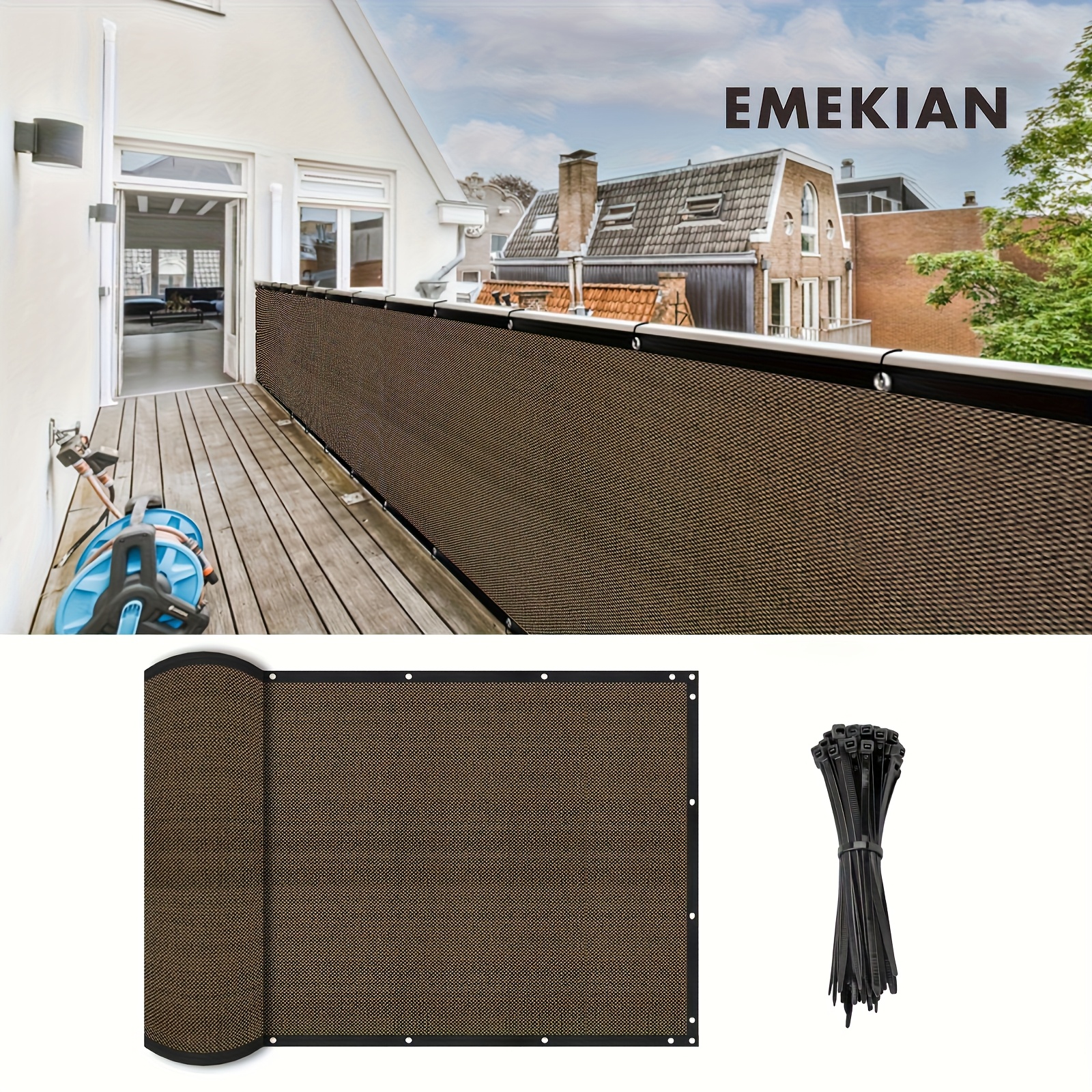 E-shop EMEKIAN Balkon-Sichtschutzgitter, Sichtschutzzaun-Schutzabdeckung, Netz-Windschutzzaun, Sonnenschutzgewebe mit Nietlöchern, UV-Schutz, geeignet