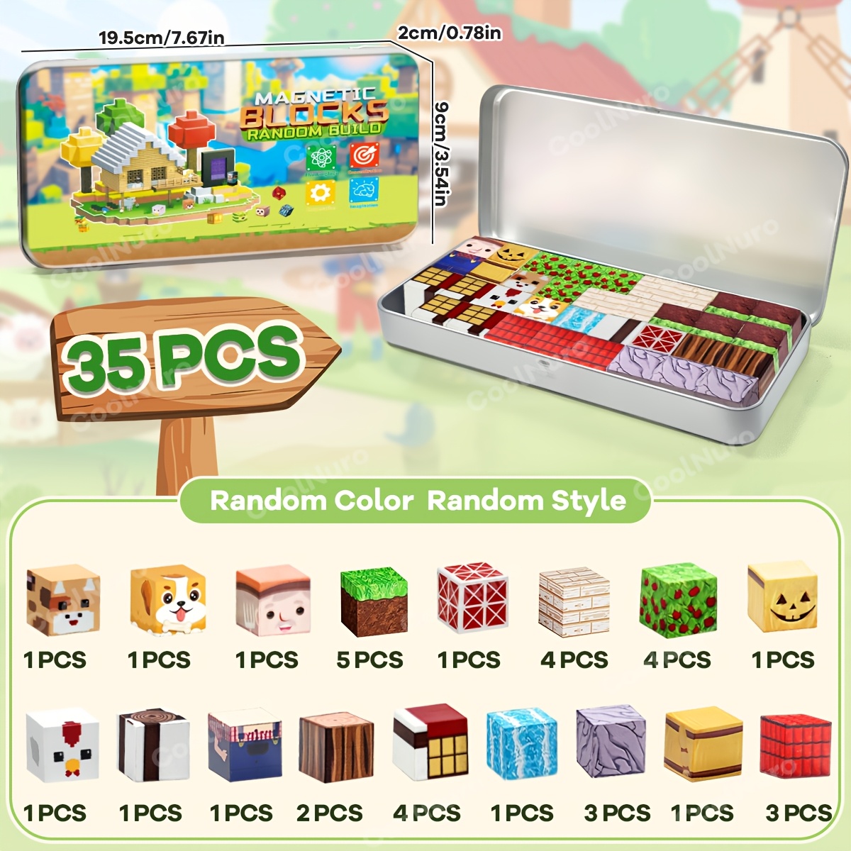 Image of 35pcs Magnetic Cubes With Box Set - Farm Theme, 3d Puzzle Toys Kids Learning Toys Set, Unlimited Imagination, Halloween Gifts For Boys And Girls, Random Color