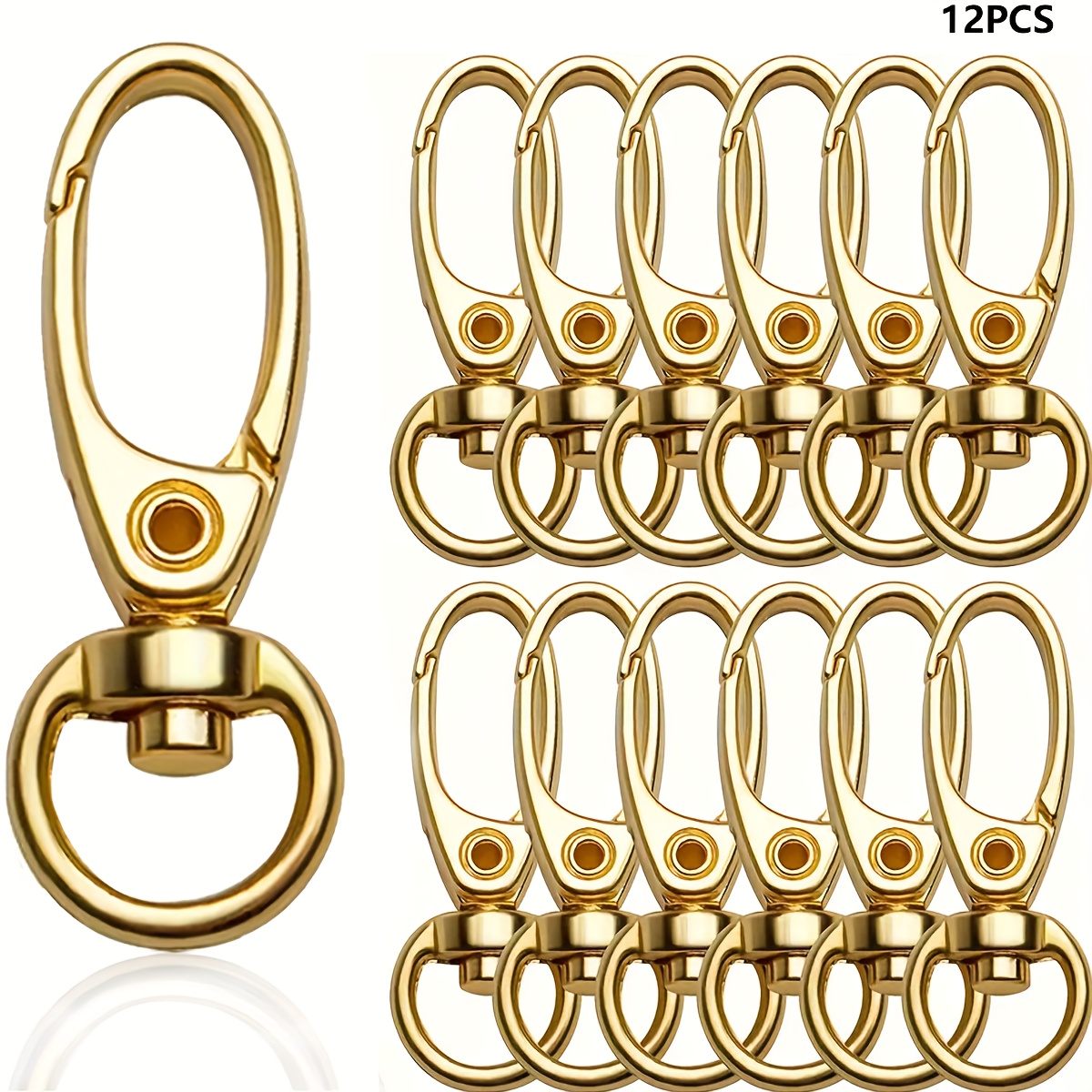 E-shop 12/24 Stück Drehbare Trigger Clips mit Metall Schlüsselring Haken, Karabiner Schnallen zum Aufhängen von Schlüsselanhängern, Federhaken,