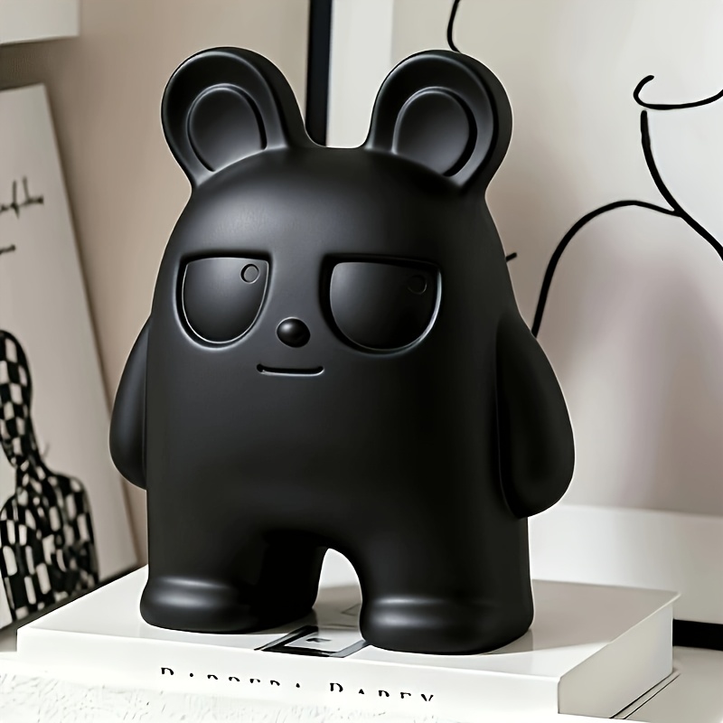 Cute Grumpy Face Statue Figurine, Modern Plastic Decor