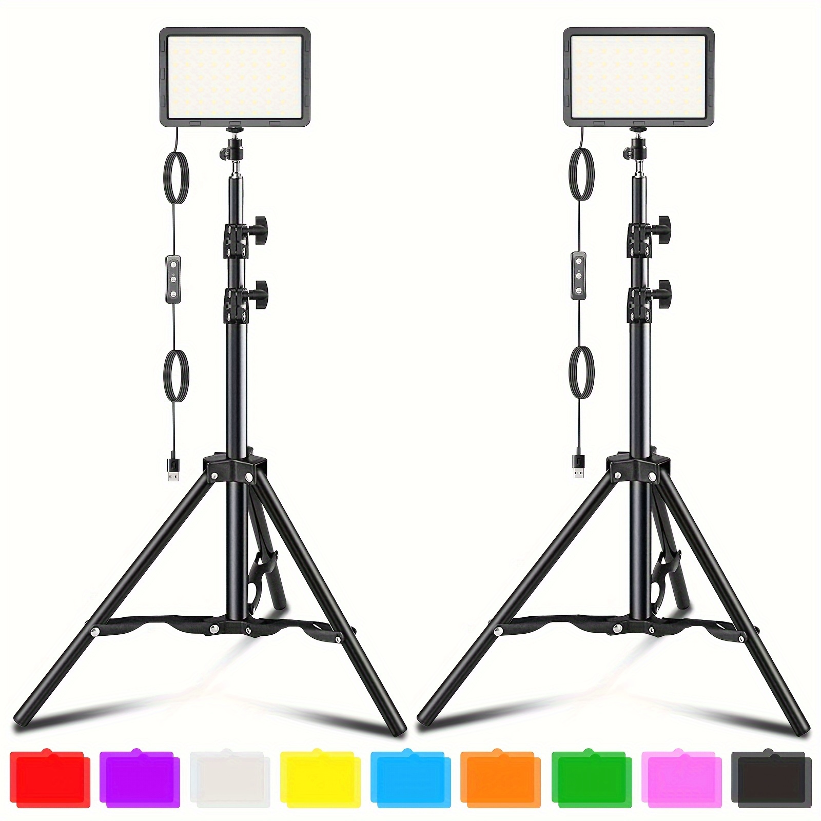 

Photography Video Lighting Kit, Led Studio Streaming Lights W/70 Beads & Color Filter For Camera Photo, Conference, Livestreaming, Portrait Shooting Pack Of 2