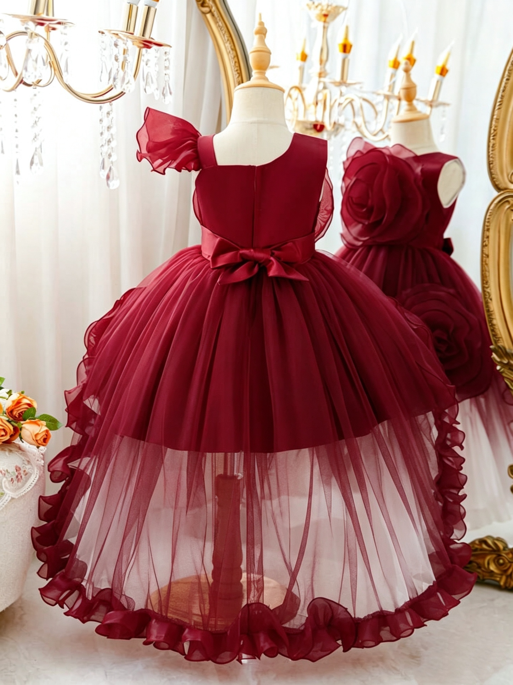 14th birthday party dresses dress girls ages 3 14 princess dress dress 1 Piece kids Hot Pink Magenta Rhinestone Color:Retro Style