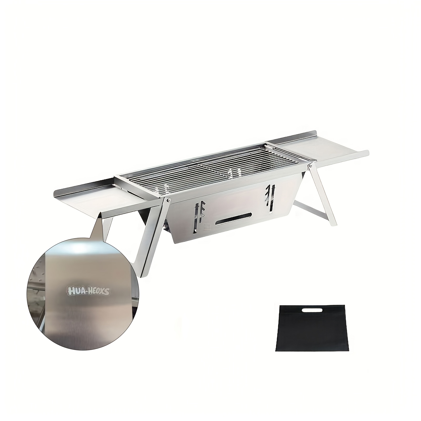 1pc Integrated Folding Charcoal Grill, Portable Simple Assembly Food Grade Stainless Steel Charcoal Grill, Easy To Clean, Suitable For Travel, Camping, Garden Bbq, , Outdoor Bbq Picnic