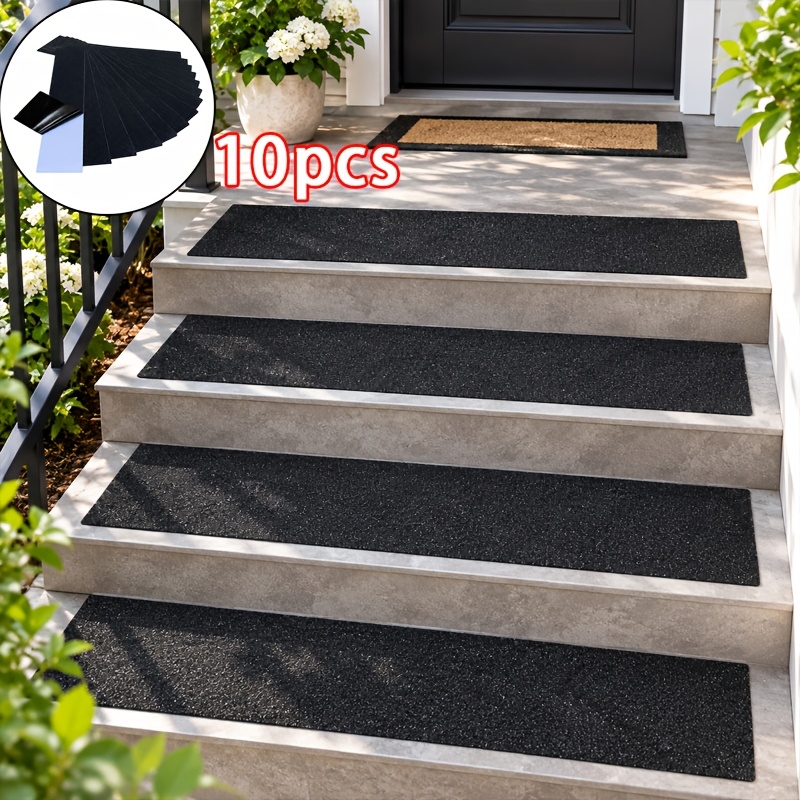 TEMU 10/18pcs Outdoor Stair Treads, Stair Anti-slip Pads, Suitable For Wooden Treads, For Indoor And Outdoor Stairs, Self-adhesive And , Stair Tread