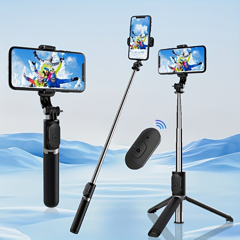 TEMU 40 Inch Retractable Selfie Stick Professional Floor Tripod For Live Streaming, With Wireless Remote, 360° Rotation, Stable Anti-shake Design.