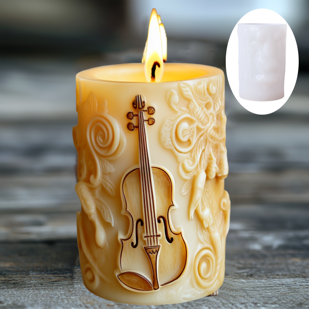 

Resin Casting Molds Diy Lace Rattan Plant Violin Cylindrical Candle Silicone Mold Musical Instrument Violin Note Cylindrical Candle Silicone Mold Guitar Epoxy Resin Mold