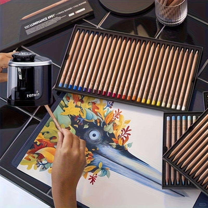 TEMU Aiguiseur de crayons électrique avec fonction de sécurité d'arrêt automatique - Affûtage rapide en 2 secondes, compatible avec les crayons et