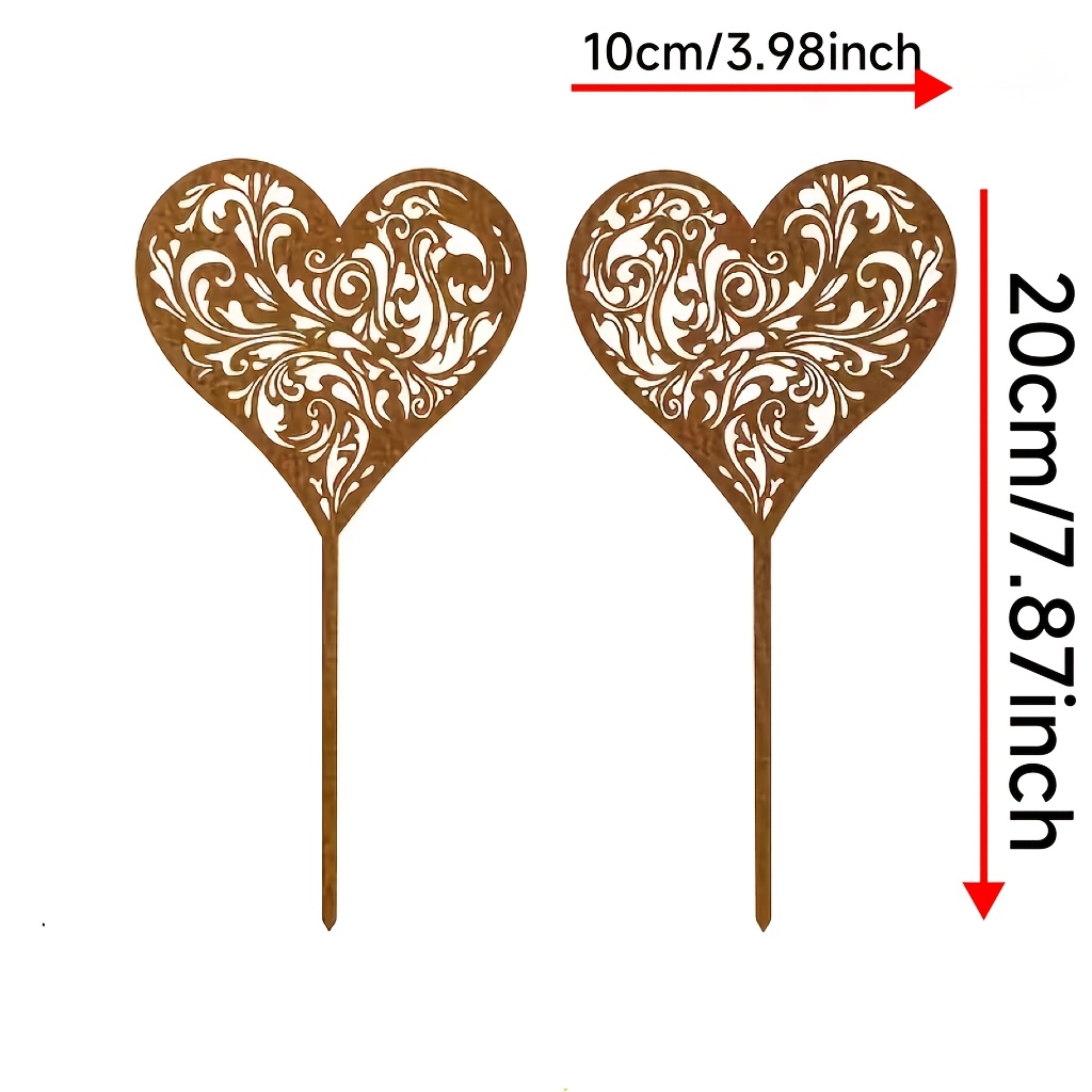TEMU 【2D Flat】 [2D Flat] Ein Set aus zwei herzförmigen Garten-Dekorationen für den Außenbereich aus Metall, einfach zu installieren und optisch