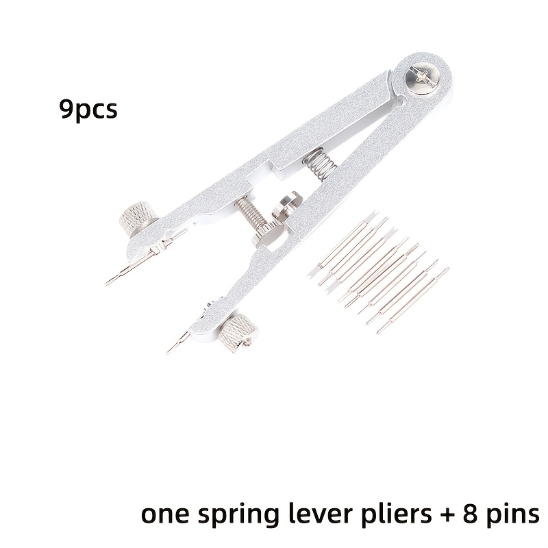 TEMU 9 Professional Watch Spring Lever Pliers ( Lever Pliers + 8 Pins), 8 Tips, 6825 Spring Lever Pliers, For Easy Disassembly And Repair Of Watch