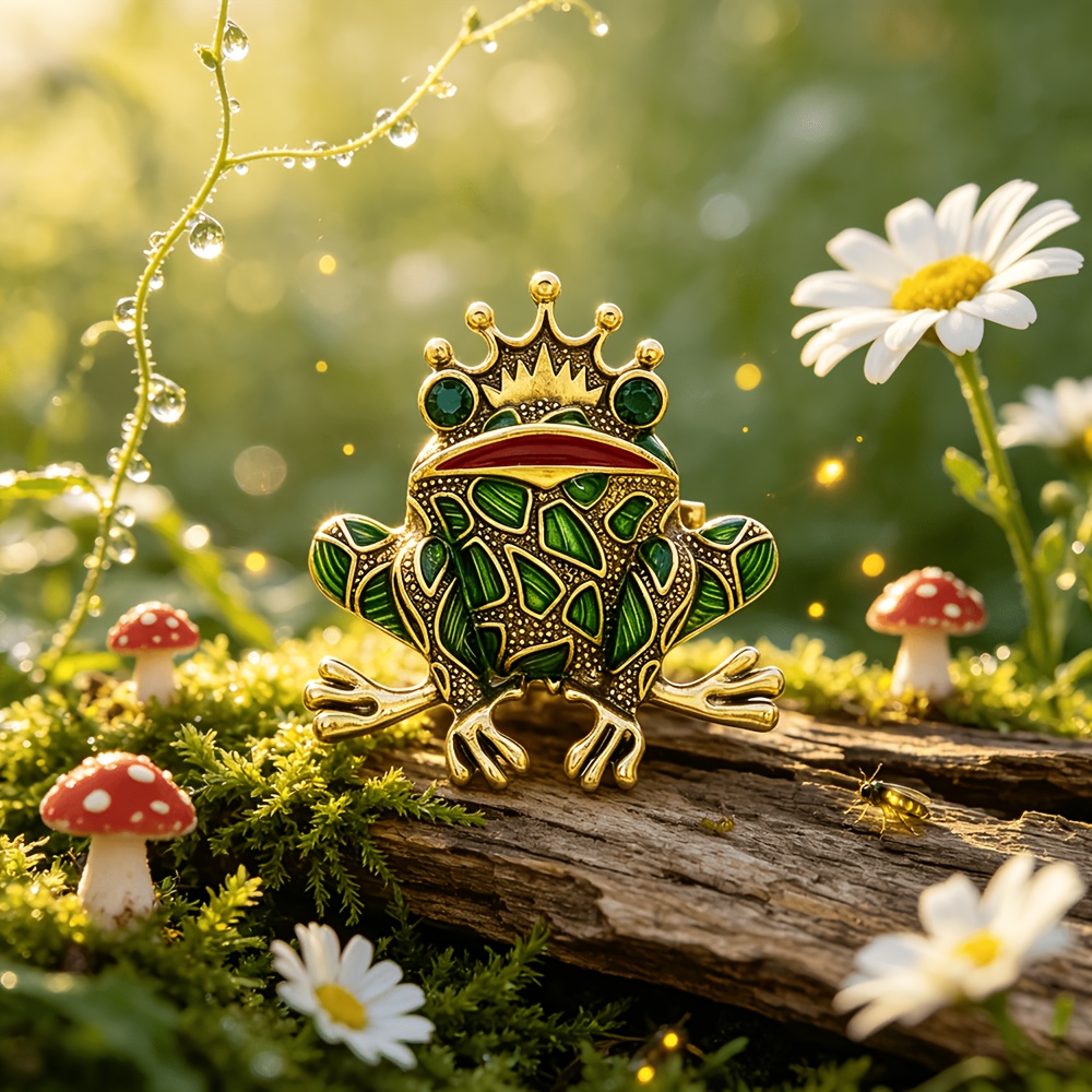 TEMU Unique Tale Brooch, Animal Design, Red And Green Enamel With Sparkling Rhinestones, Unisex, Birthday Party, Graduation Season Or Christmas Gift