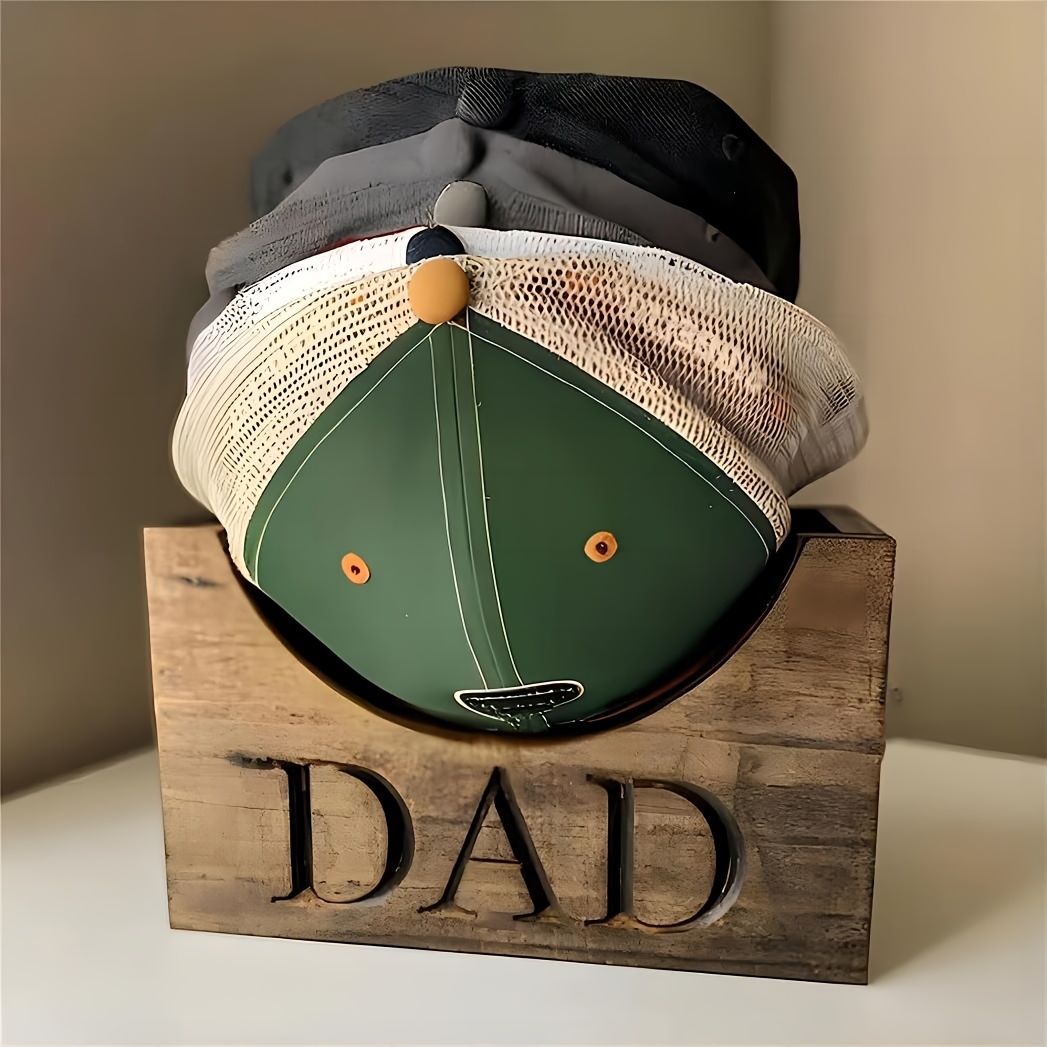 

1pc Wooden Hat Organizer, Father's Day Hat Rack, Baseball Cap Storage, Wooden Hat Box Craft, Gift For Father, Ideal Home Supplies