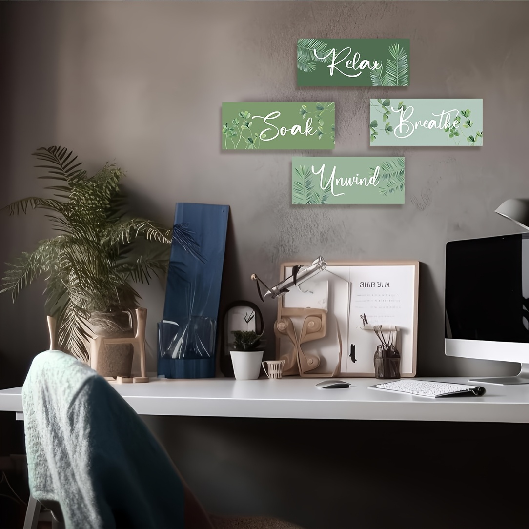 Set Of 3 Bathroom Prints, Relax Soak Unwind, Sage Green