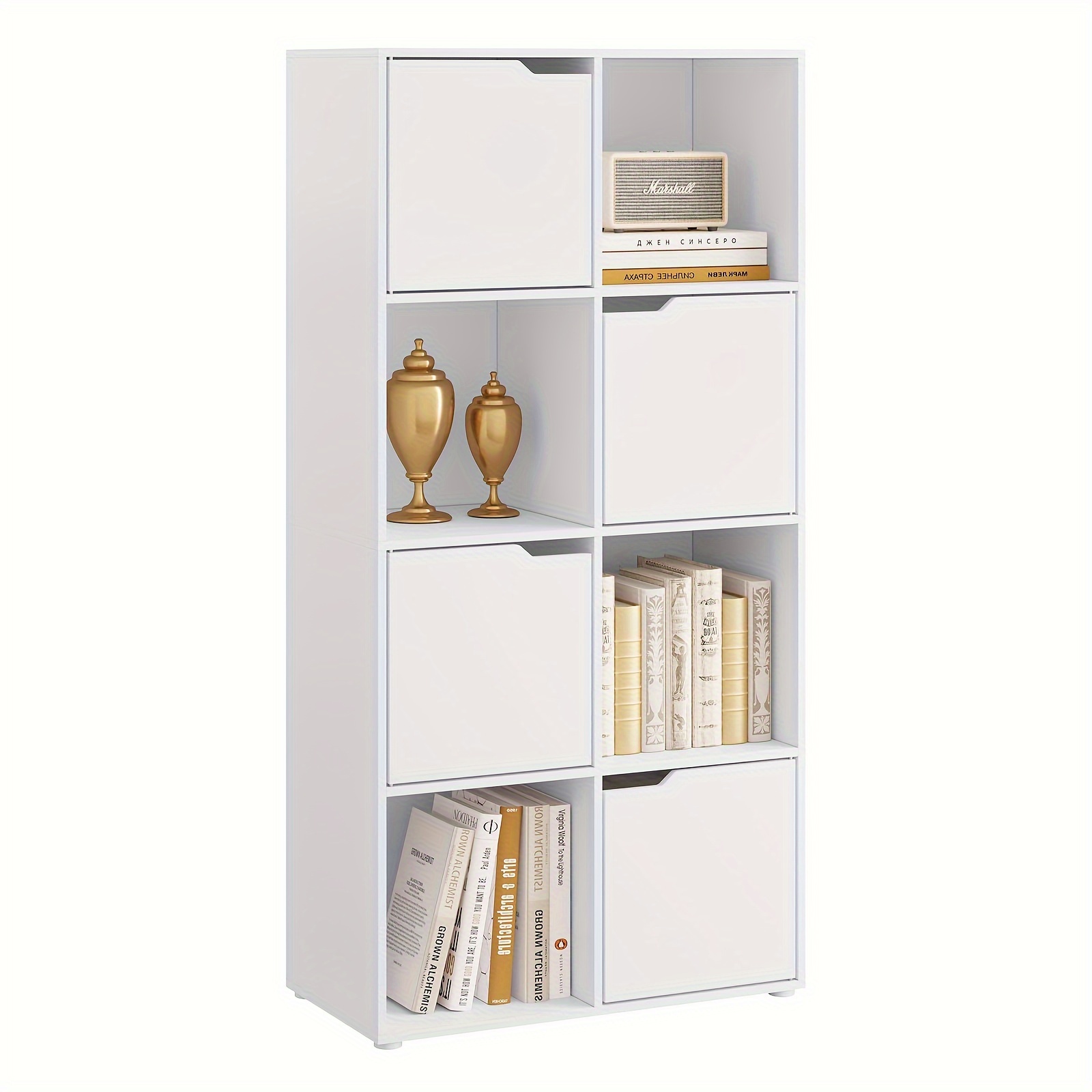 1pc Bookshelf With 8 Compartments, Cube Bookshelf, Vertical Bookshelf With , Office Bookshelf, Storage Rack, File Rack, Room Divider, Used For Living Room, Bedroom And Office, 60x120x30cm