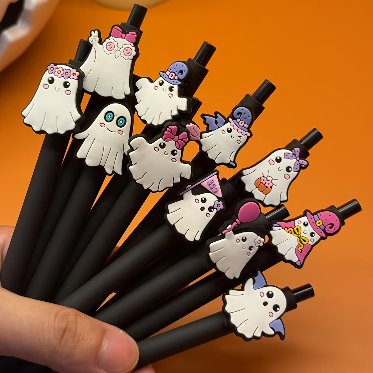 5 10pcs cartoon back to school halloween pumpkin series multi style retractable ballpoint pen   ink school design for students and teachers random colors Product details 2