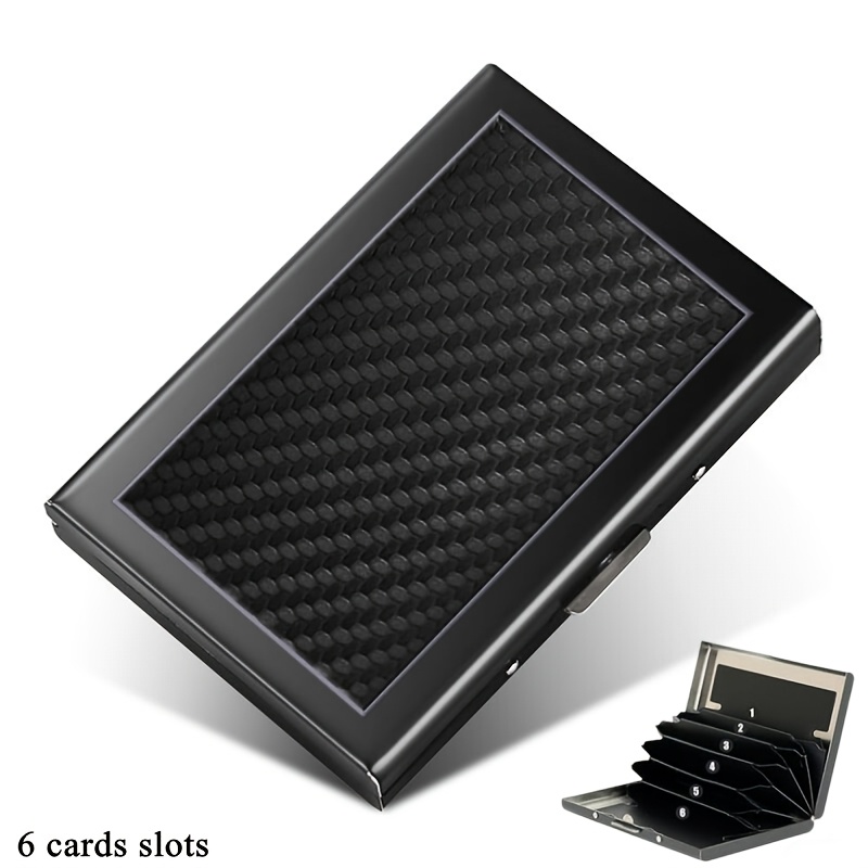 TEMU Obcreator Anti-theft Brush 6 Cards 10 Cards Credit Card Holder Protector Metal Credit Card Carbon Fibre Textured Wallet Business Card Holder For
