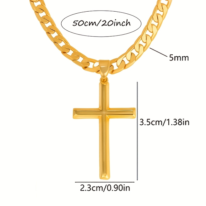 Image of A Women's Necklace Made Of 925 Silver Featuring A Cross Pendant And A Beautiful Cuban Chain. This Stylish And Elegant Piece Embodies Classic French Fashion, Is Hypoallergenic