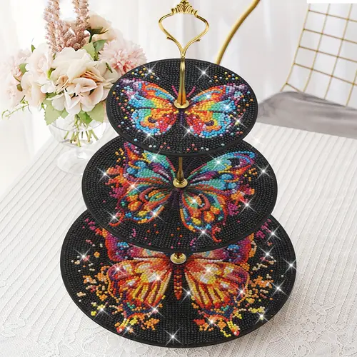 Diamond Painting Kit Dessert Rack, Three-layer Cupcake Dessert Rack, DIY Exquisite Tray, Suitable for Wedding, Birthday Party, Thanksgiving, Valentine s Day Dessert Cake Display, Baking Layered Tray Support, Holiday Table Decoration.