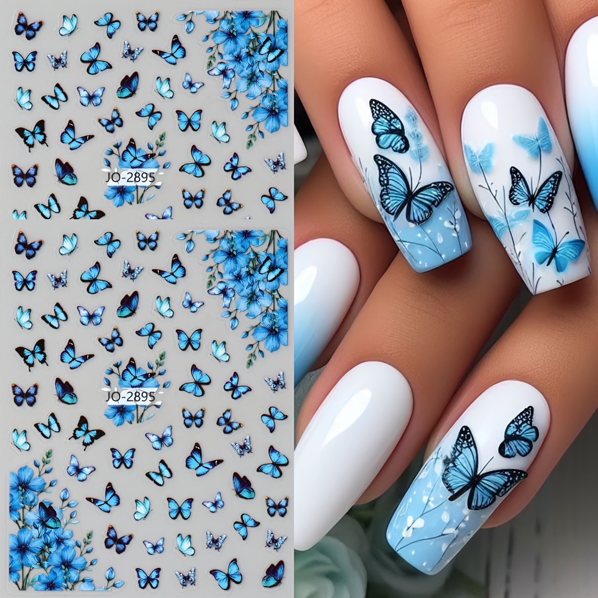 2pcs Flower Cluster Nail Stickers | Spring Summer Self-adhesive Resin Nail Art Decals With Crystal Embellishments, Semi-glossy For Wedding Holiday Nail Decorations