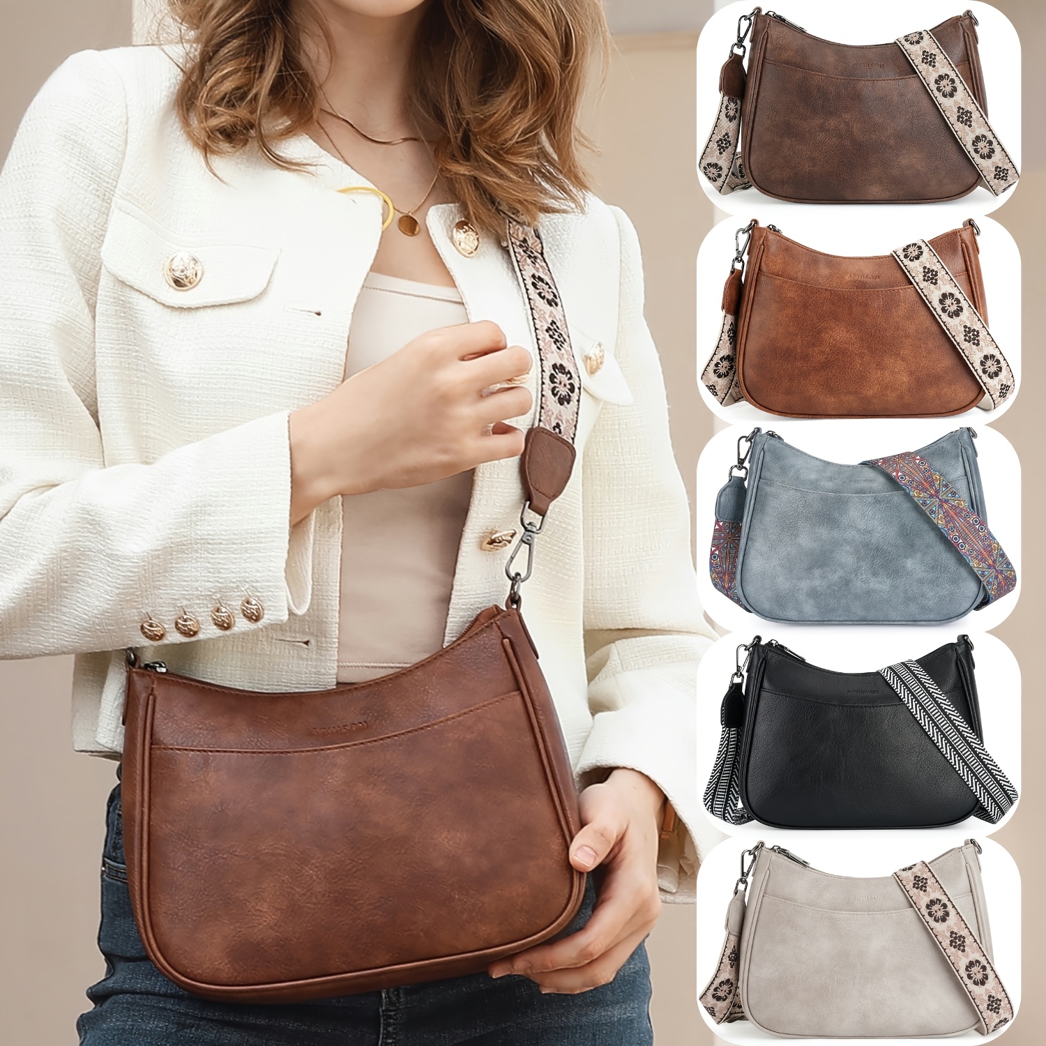 

Vintage Crossbody Bag For Women With Adjustable Strap – Stylish Shoulder Purse In Brown, Blue, Gray, Black & More, Perfect Gift For Birthdays Or Holidays, Shoulder Bag | Adjustable Strap Bag | Closure