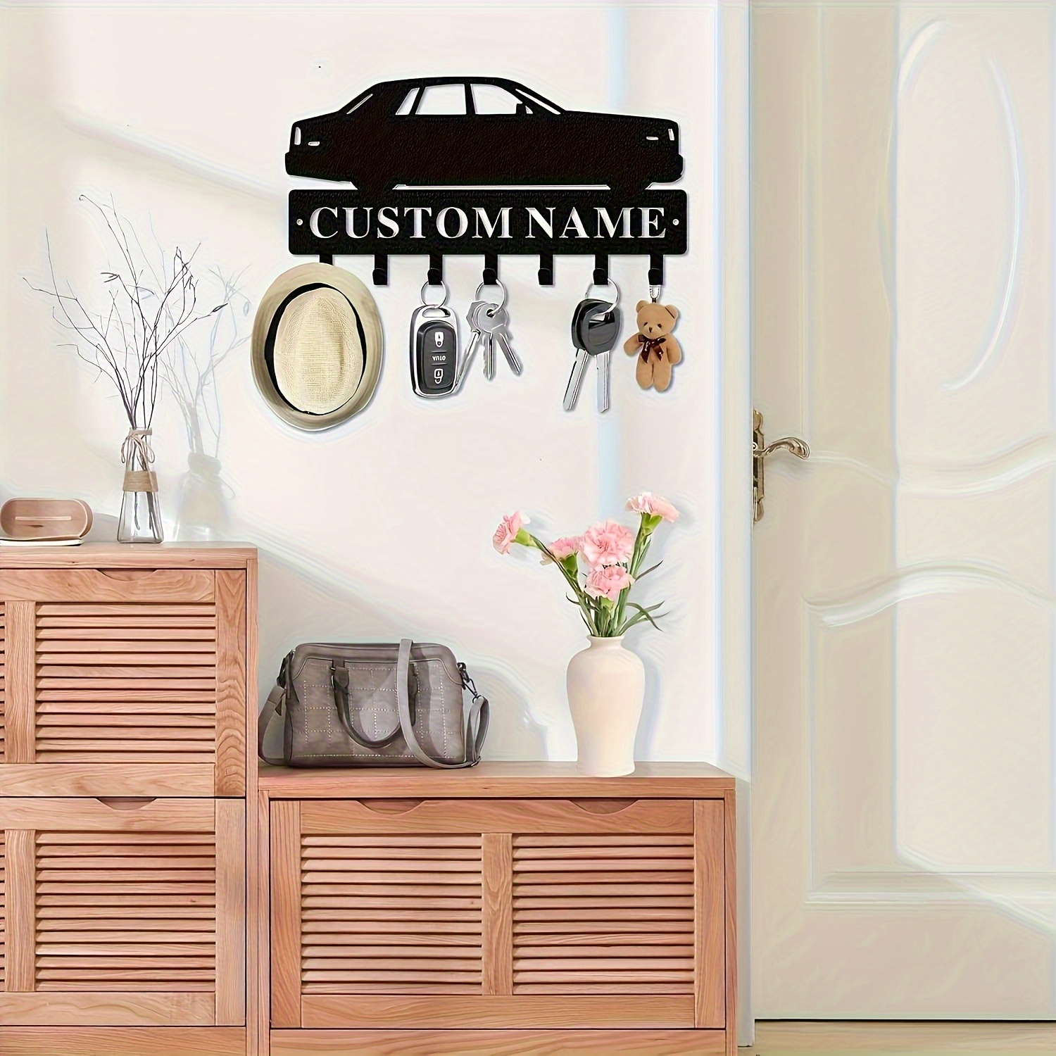 1pc 3d car garage key holder with opening door – stylish wall