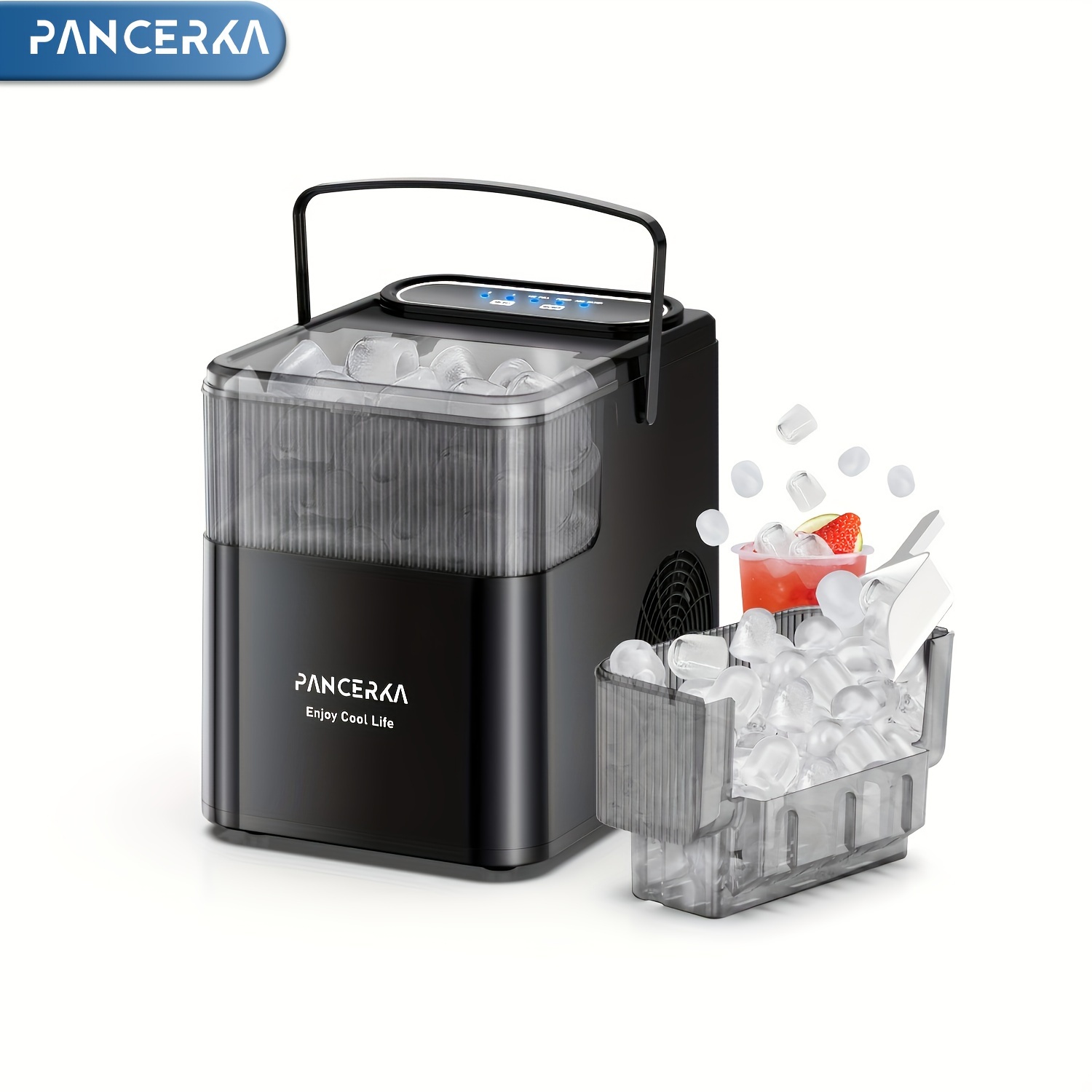   portable ice maker self cleaning   min ice cubes 26lbs 24hrs capacity with scoop basket for home bar camping rv use black details 3