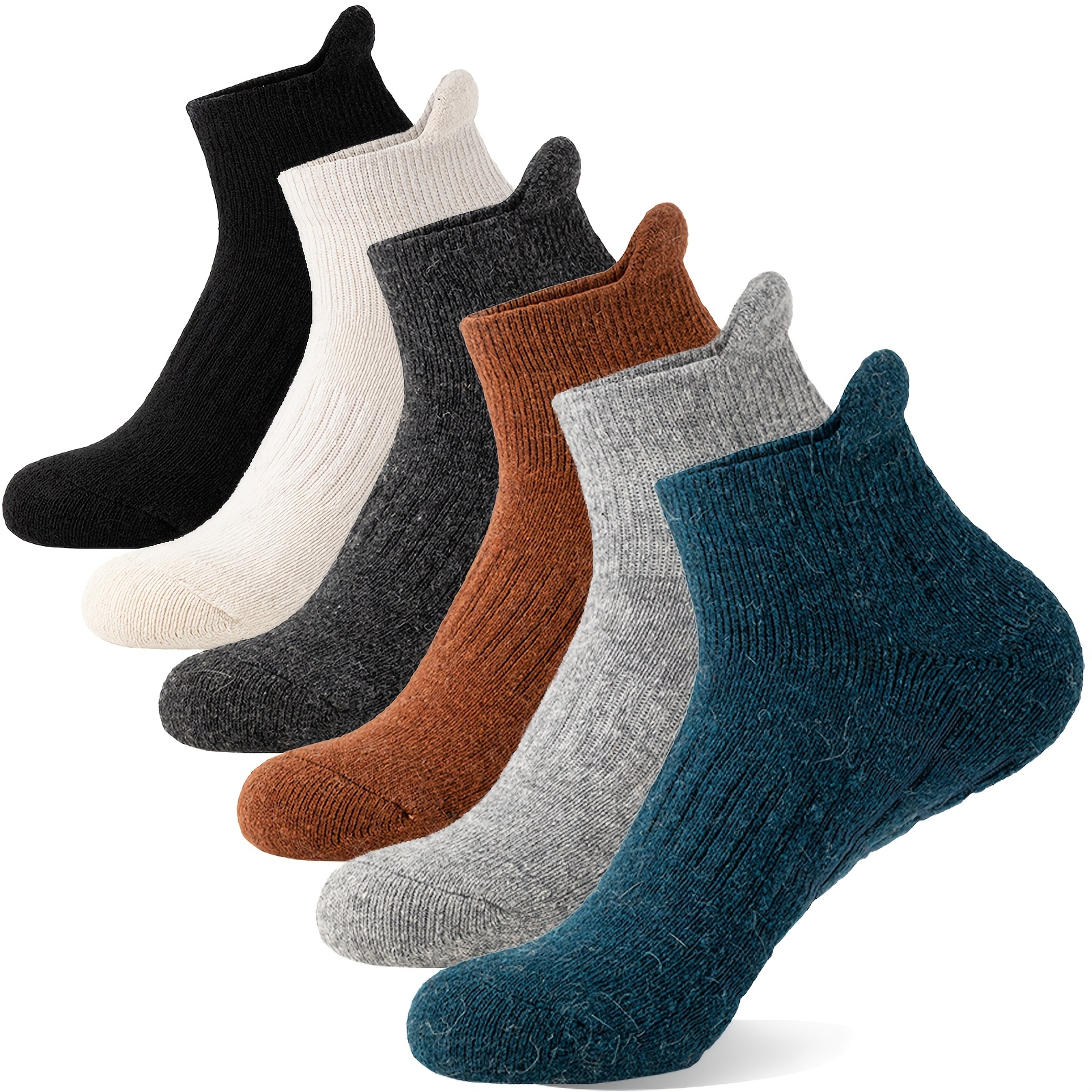 6 Pairs Merino Wool Ankle Hiking Running Socks Compression Thick Cushion Breathable No Show Socks For Men Women