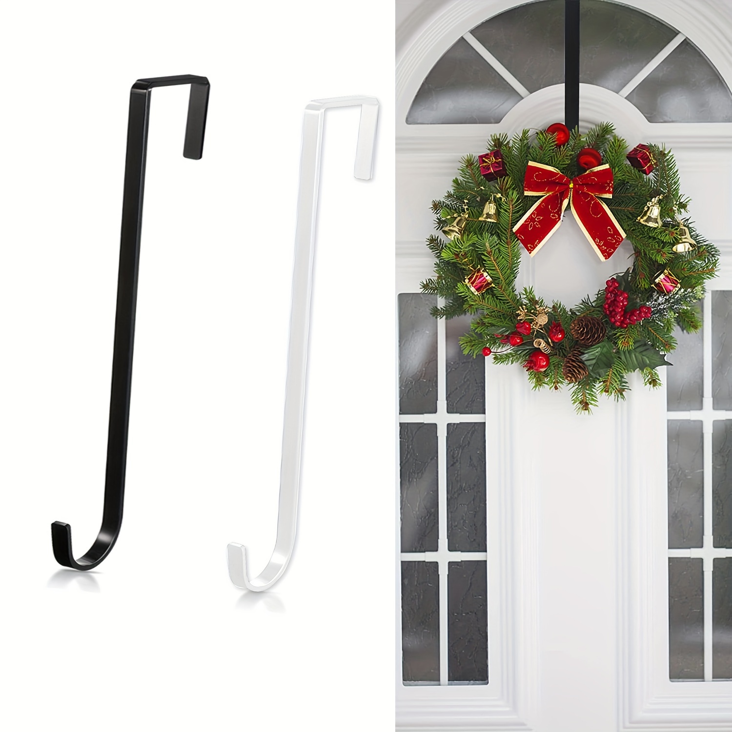 

1pc Christmas Wreath Hanger - Durable Metal Door Hook For Holiday Decorations, Pool Accessories, Bird Feeders - Fits , Easter, New Year's Festive Door Decor