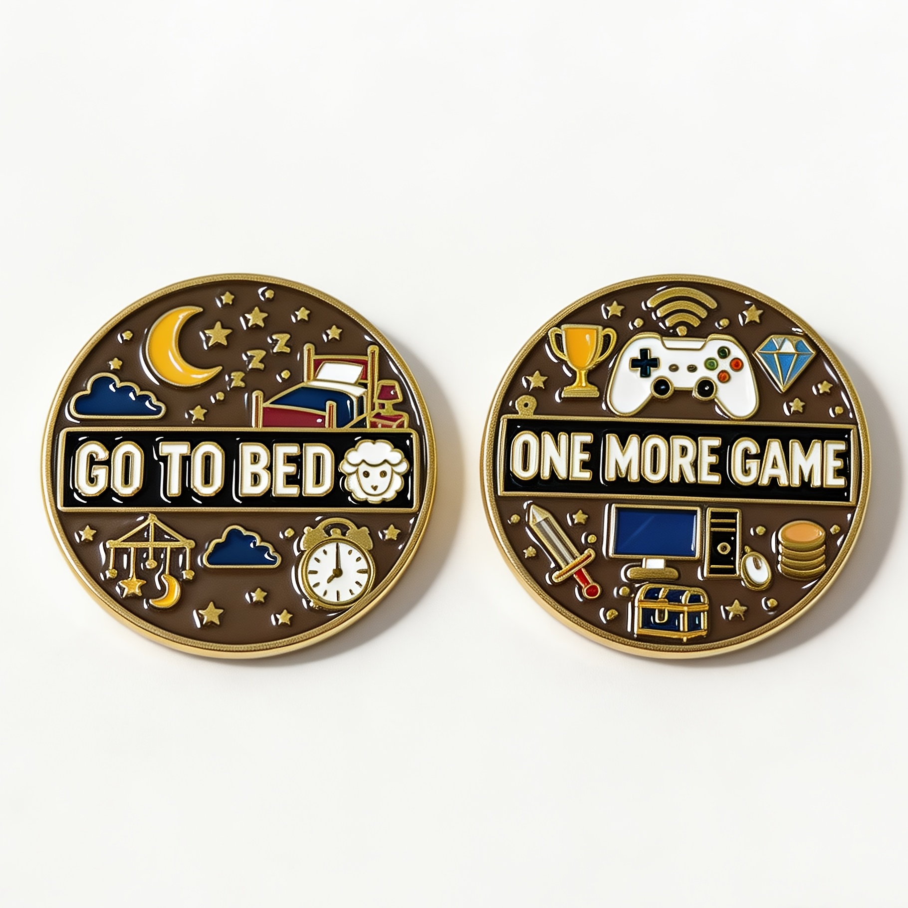 TEMU 1pc Double-sided Vs. Go To Sleep, Flip Coin, Decision Coin For Gamers, Christmas Gift, Gift For Him, Father's Day Gift For Halloween, Christmas