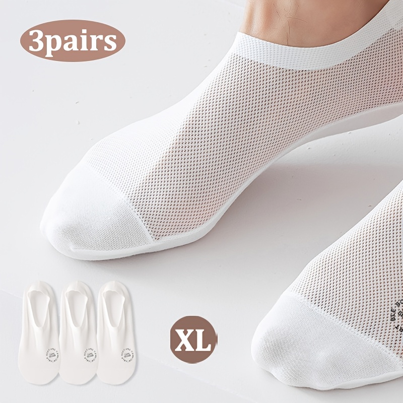 TEMU 3 Pairs Spring Summer All Sizes M&xl Size Breathable Transparent Mesh Cool Sweat-absorbing Non-falling Comfortable Cute Boat Socks Floor Socks