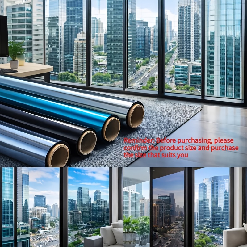 1 Roll Heat Insulation Window Film for Office & Home - Anti-Peeping Privacy, Protection & Sunshade, One-Way View, Easy & Stick PET Film, 2mil Thick Contemporary Design, Privacy Window Film, Architectural Integration, Durable Adhesive