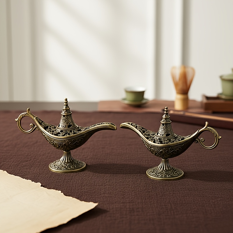 Image of 2pcs Retro Alloy Incense Holder Ornaments | Relief Burner Home Decoration Crafts | Living Room Bedroom Study Courtyard Zen Ornaments | Yoga Meditation Tea Ceremony Party Supplies