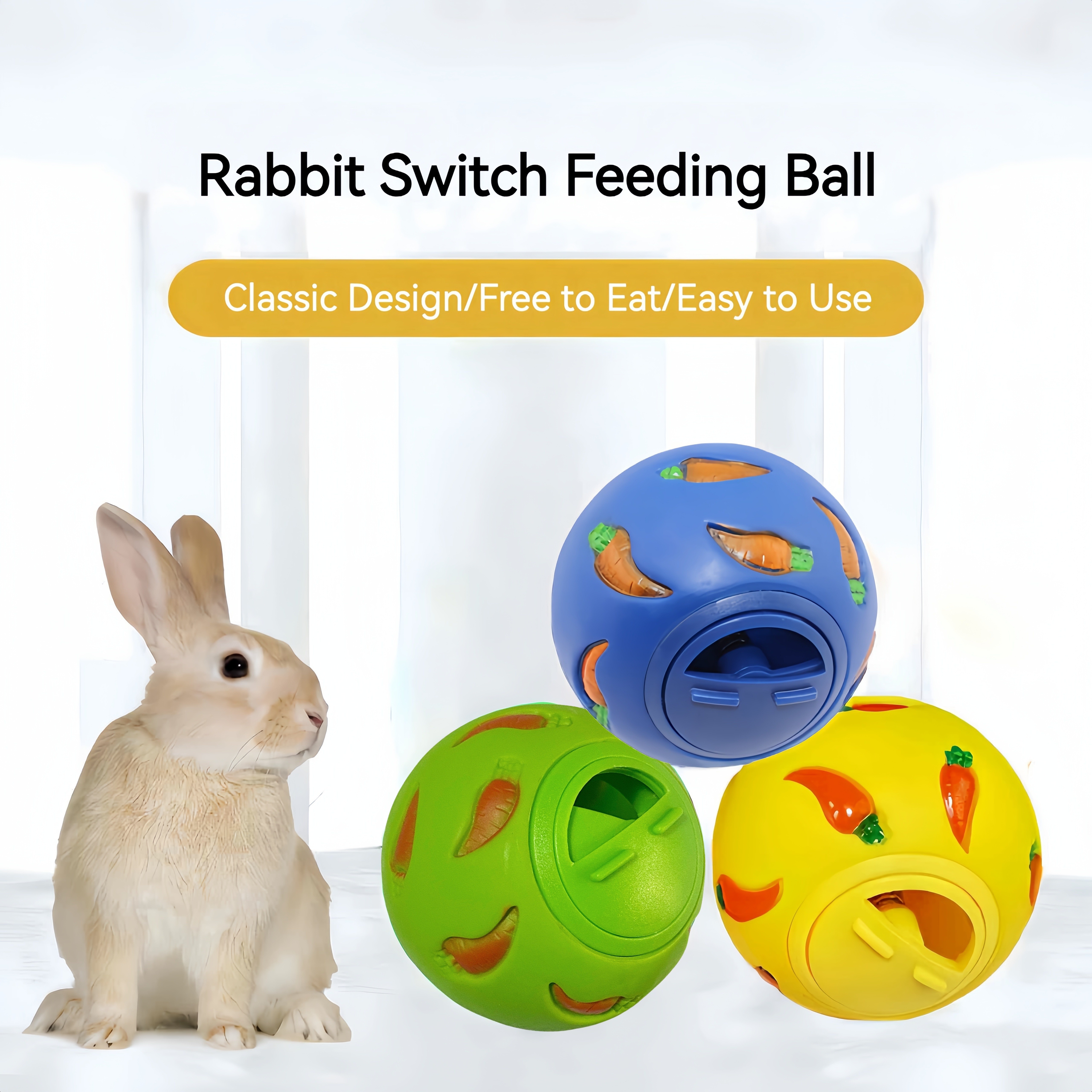 

1pc Small Pet Interesting Puzzle Toy, Carrot Graphic Food Leaking Ball, Rabbit Feed Dispenser Toy, Slow Feed, Suitable For Small Pets, Such As Rabbits And Chinchilla