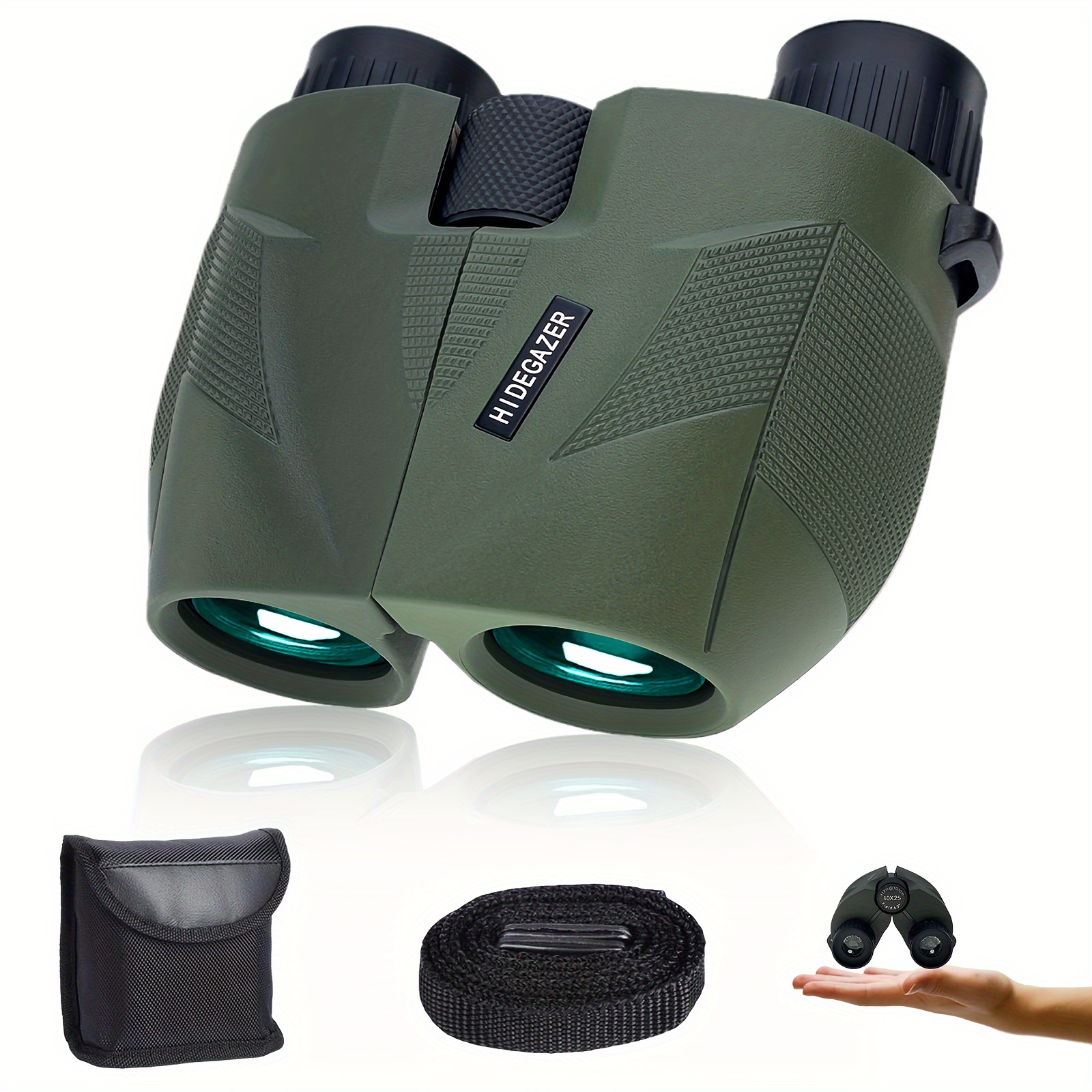 

Hidegazer High Powered Binoculars For Adults, 10x25 Compact Binoculars For Bird Watching - Easy Focus Binoculars With Large Eyepiece For Hunting, Travel, Hiking And Sport Games (olive)