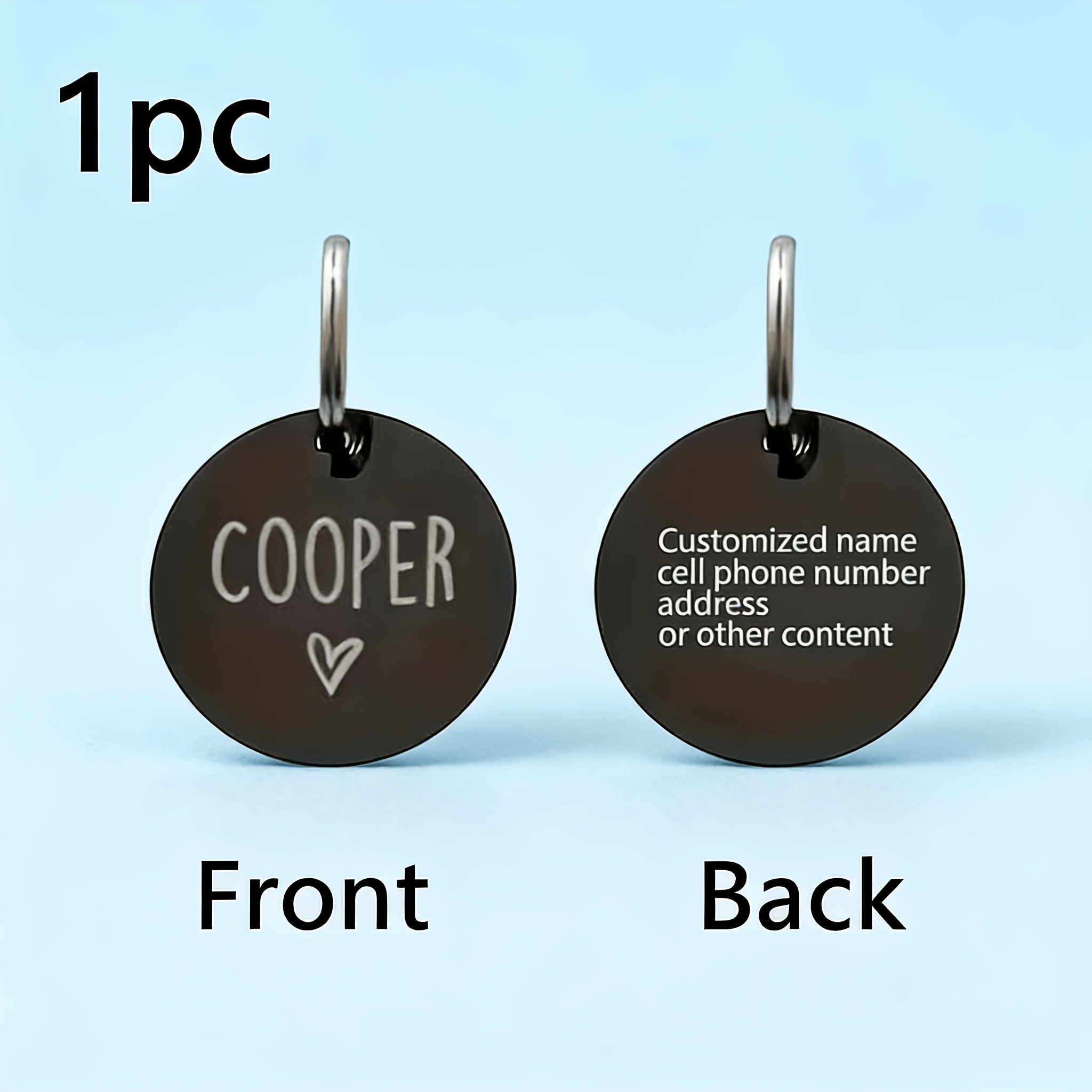 Double-Sided Engraved Pet Tag, Custom Easy Round Metal Anti-Lost Tag