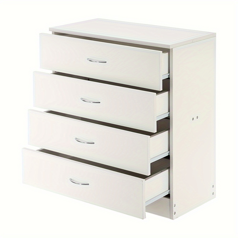 

1pc Mdf Wood Simple 4-drawer Dresser White/black