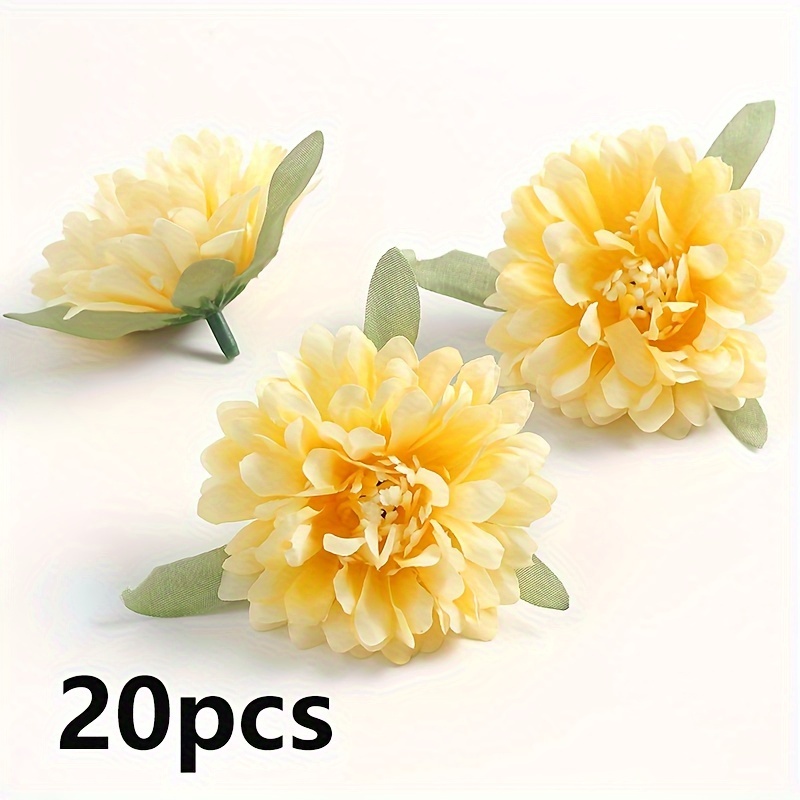 TEMU 20pcs Silk Hydrangea Flower Heads, 6.5cm Artificial Bouquet For Diy Home Decor, Party, Wedding Wall, Christmas, Valentine's Day, Thanksgiving,