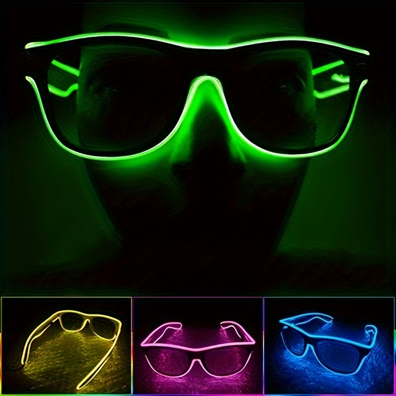 8 gafas LED con visera de 5 modos, 7 colores, gafas futuristas, lentes  luminosos intermitentes que brillan en la oscuridad, gafas LED para fotos
