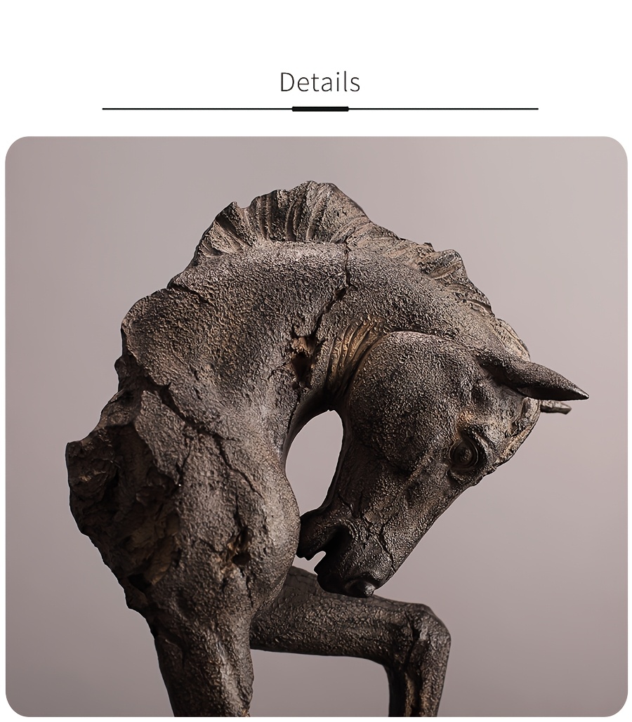 Easegen Home Vintage Rustic Horse Head Sculpture Statue - Resin Abstract Horse Statue with, Tabletop Decor Suitable for Desk, Shelf, Bookcase, Modern Home Office Decorations, Gift for Horse Lovers, Art Collectors