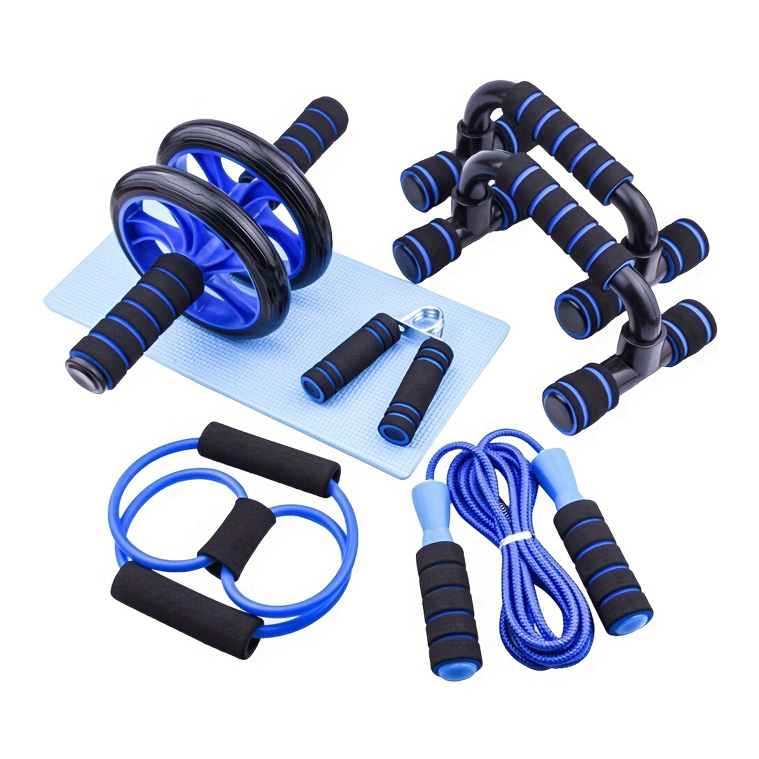 

Blue Smooth Belly Wheel Push-up Stand Jump Rope Grip Device Pull Device Belly Wheel Set