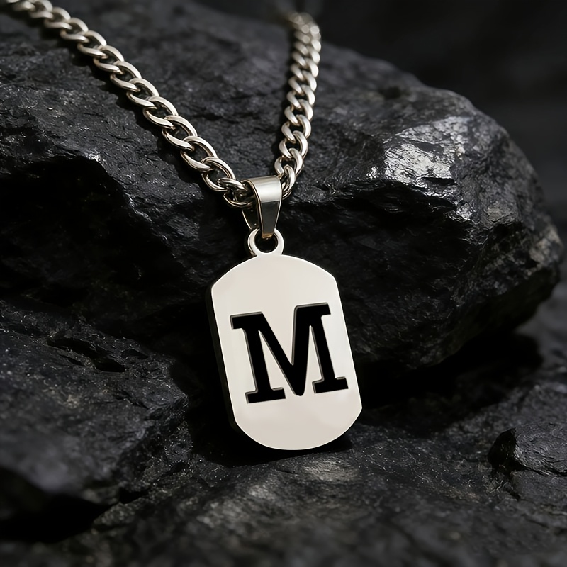 TEMU Un des 26 avec pendentif lettre carrée simple, style minimaliste, résistant à la décoloration, pour les quotidiens, les couples et les meilleurs