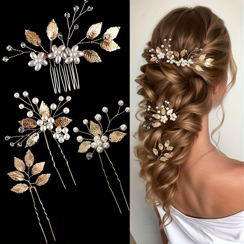 4 unidades de Adereços Românticos para Cabelo de Casamento  4