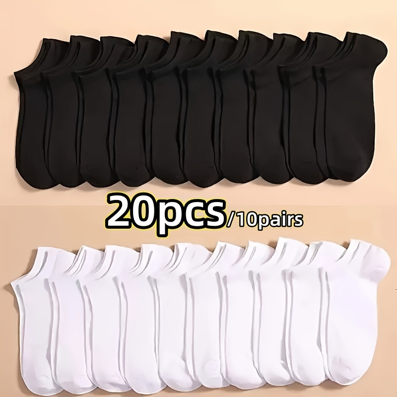 TEMU 10 Pairs Men' & Women' Low-cut Breathable Invisible Socks - Sweat-wicking Non-slip Athletic & Casual Suitable For Gym,, Casual Attire - Solid