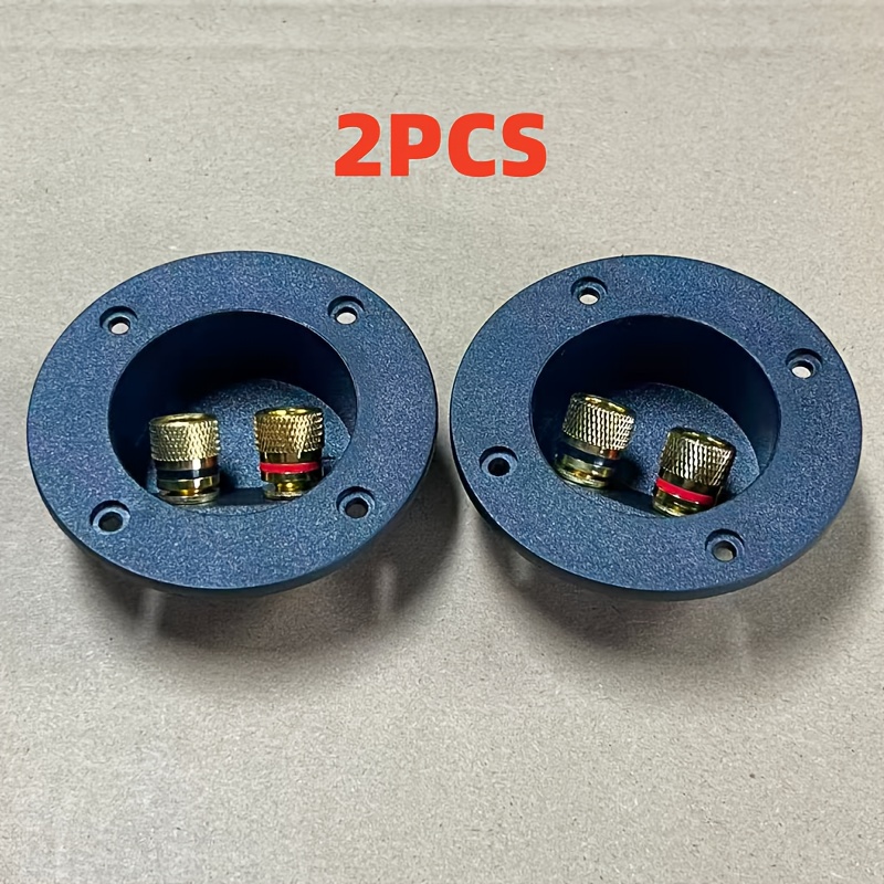 TEMU 2pcs Car Stereo Speaker Terminal Plate Round Dual Binding Post Screw Connector Subwoofer Plug Two-position Round Junction Box Speaker Terminal