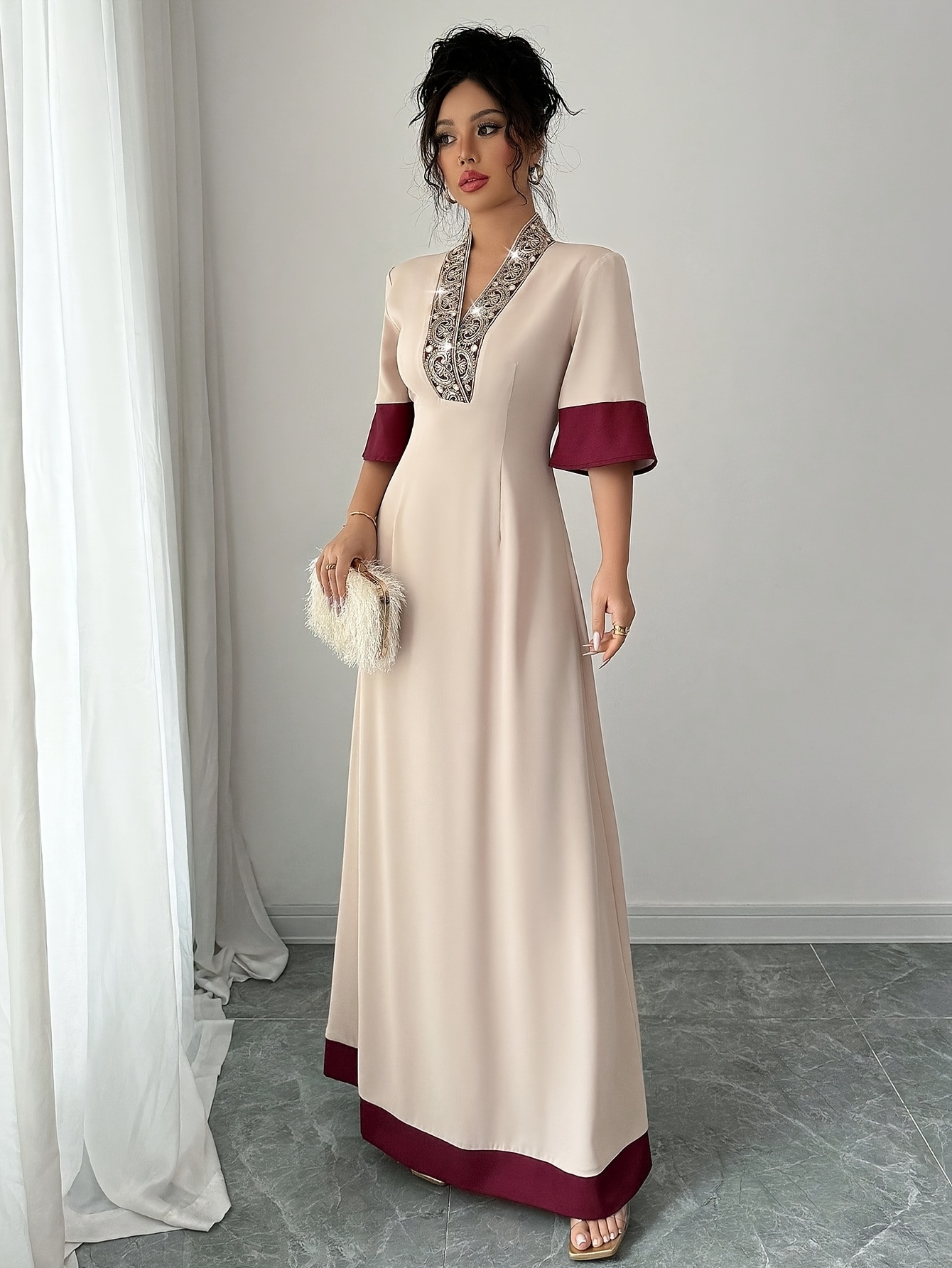 emerald green silk bridesmaid dress Zapaka Women Halter Neck Pine Green Bridesmaid Dress Mermaid Long Wedding Party Dress with Slit, satin color / US22W main image 1