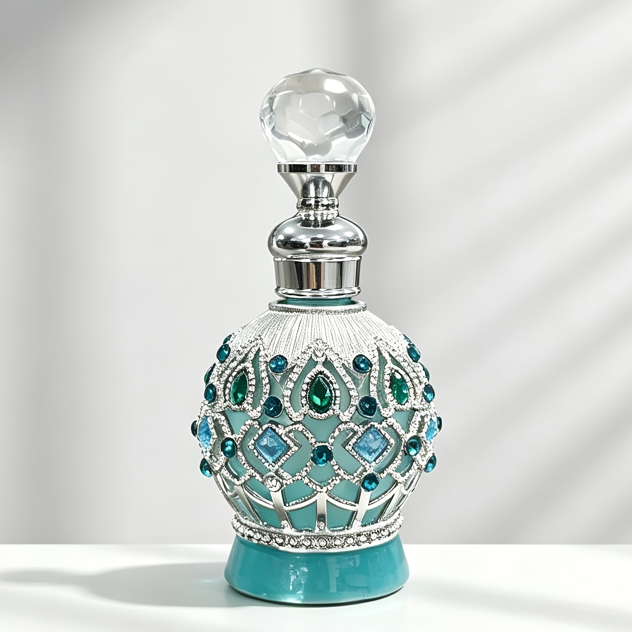 TEMU Msgin 20ml Vintage Rhinestone Mini Dropper Bottle - Elegant Refillable Enamel Perfume & Oil Container Suitable For Travel, Portable Empty For