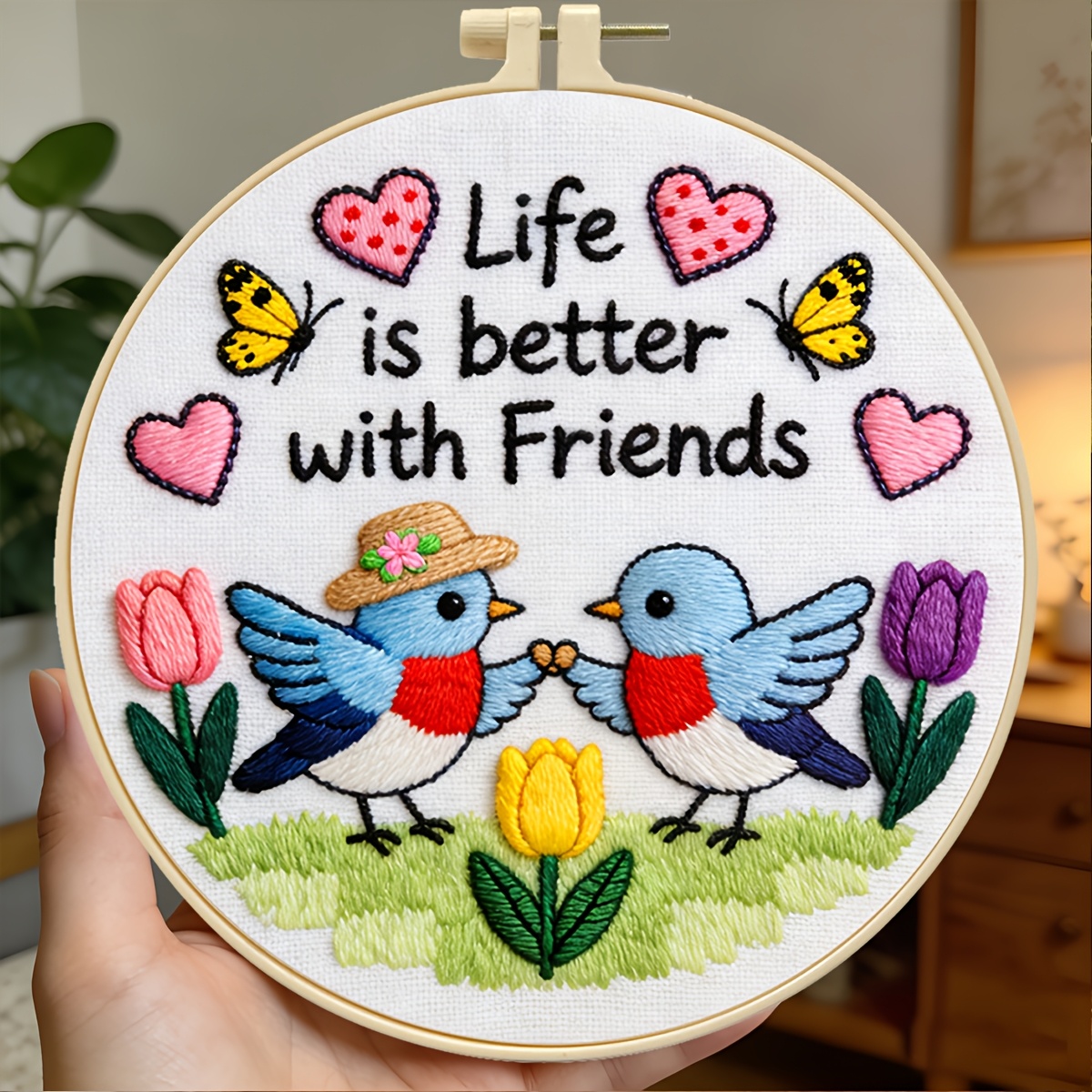 TEMU A Set Of Printed Embroidery Kits With , Suitable For Adult Beginners, Includes Pattern Instructions And All Necessary Tools. A Handmade Creative