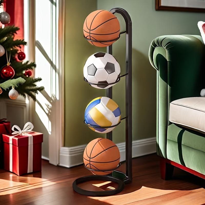 TEMU 4-tier Basketball Stand - Durable Iron, Black - All Ages & Occasions