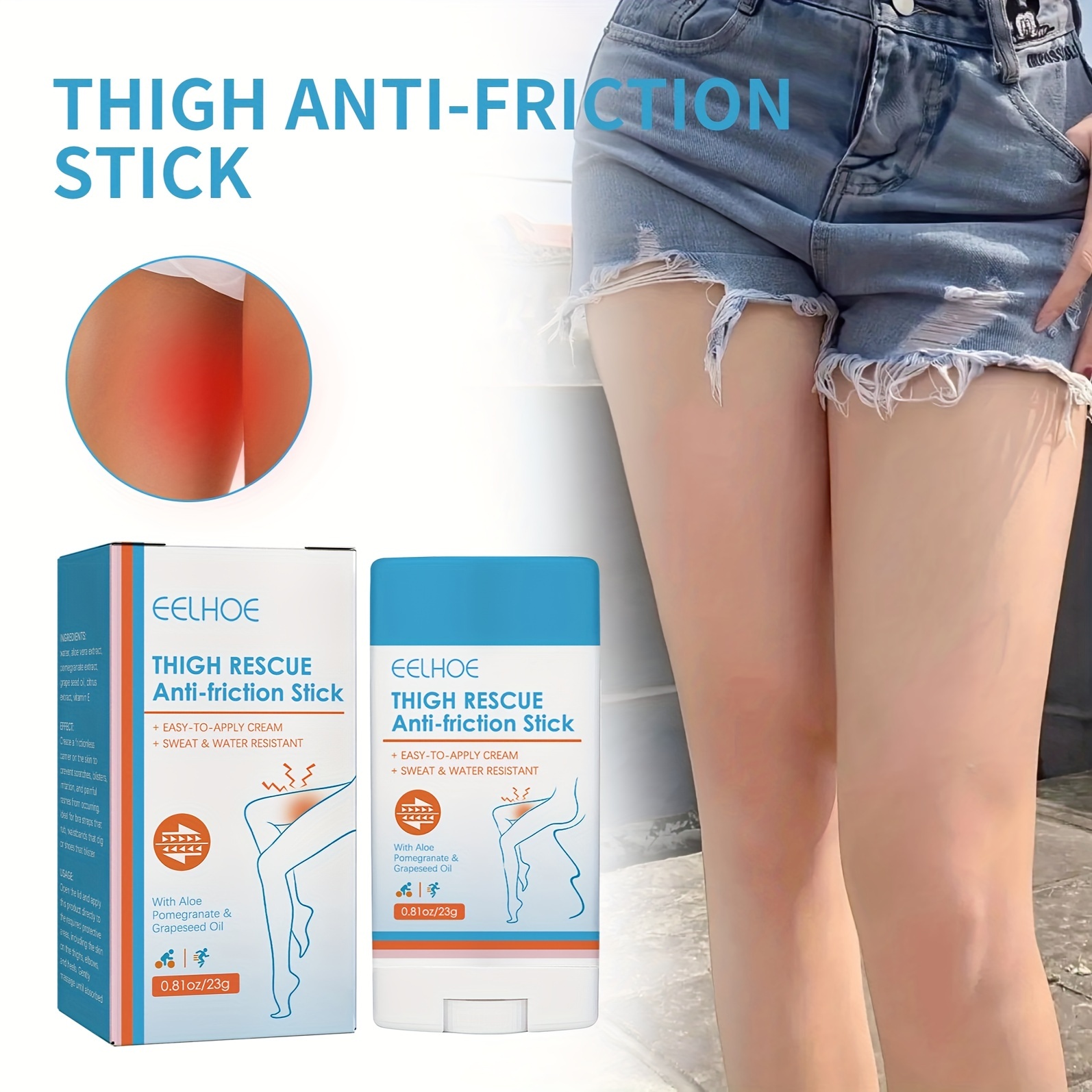 Anti Chafing Friction Pads,for Women Men Inner Thighs Chafe Rubbing  Protection Breathable Skin Tape 6PCS