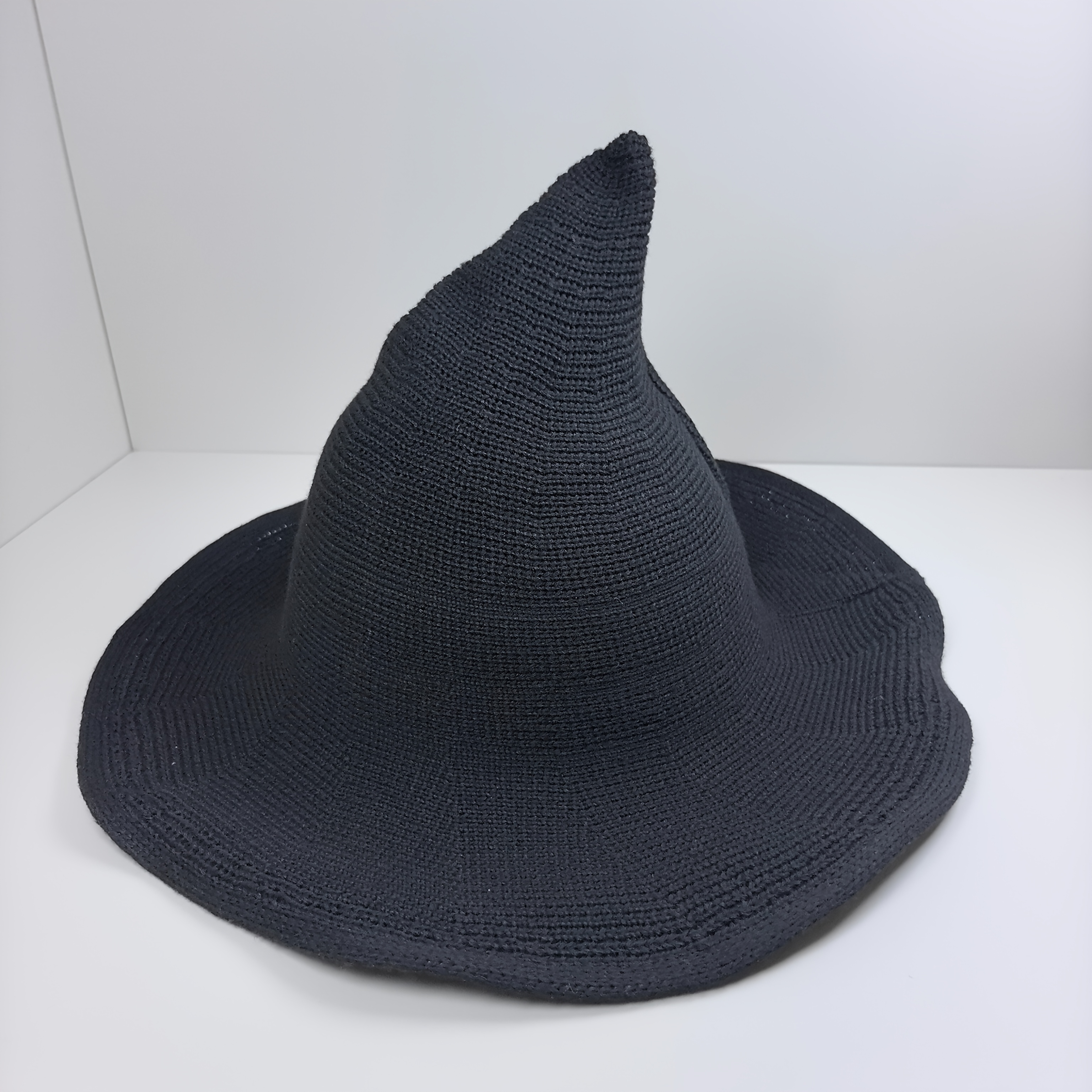 TEMU Foldable Knit Hat Pointed Wizard Cap For Halloween Cosplay Quick Dry & Adjustable Ideal For Stage Performance
